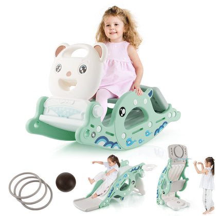 4-in-1 Kids Slide Rocking Toy Multifunctional Toddler Slide with Rocking Horse