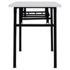 Folding Table Study Writing Desk Workstation Dining Hall Table Shelf Metal Wood