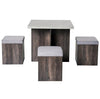 Compact Dining Table and 4 Ottoman Chairs Set Space Saving Storage Kitchen Grey