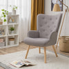 Tufted Velvet Buttoned Wingback Armchair Upholstered Accent Chair Single Sofa UK