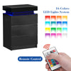 Black Bedside Table LED High Gloss 3 Drawers End Table Cabinet Bedroom Modern