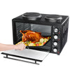 36L Mini Oven Hob Cooker Grill With Electric Hob Double Hotplate Table Top Black