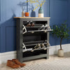 2 Door Shoe Cabinet Graphite Grey Oak Hallway Storage Cupboard