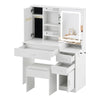 Dressing Table With Sliding LED Mirror Hidden Storage& Stool 3 Drawers Shelves