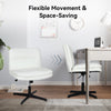 Cross Legged Desk Chair Computer PU Leather Vanity Chairs Armless Home Office