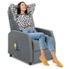 Recliner Chair 6 Points Massage Heating Sofa Fabric Upholstered Armchair Grey