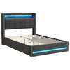 Upholstered Bed Frame Double Bed LED Lights with Storage Drawers, Headboard Grey