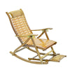 Bamboo Rocking Chair Extra Retractable Sun Bed Patio Lounger Reclining Armchair