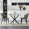 White Round Dining Table Marble Effect Top Kitchen Table with Metal Legs