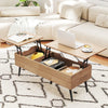 Lift Top Coffee Table Modern Center Table w/Storage Compartments-Natural