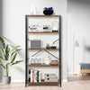 5-Tier Bookshelf Industrial Wood Bookcase Freestanding Display Rack Organizer
