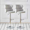 Set of 2 Grey Velvet Bar Stools High Back Breakfast Kitchen Chair Bar Bistro