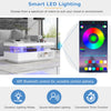 Coffee Table White High Gloss Tea Table with LED RGB Lights 2 Drawer Storage