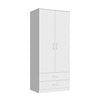 Bedroom White 2 Door 2 Drawer Wardrobe with Hanging Rail Large Storage Cupboards