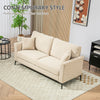 3 Seater Sofa, Linen Fabric Sofa for Living Room, Beige