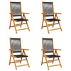 Reclining Garden Chairs 4 pcs Black Solid Wood Acacia K9P8