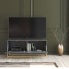 TV Unit I 100cm Cabinet I White Fluted Doors I Gold Metal Base I Modern