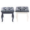 Retro Dressing Table Chair Silver Grey Seat Makeup Vanity Stool Curved Wood Legs