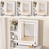 Dressing Table With Led Lights Sliding Mirror 4 Drawers Vanity Table Makeup Desk