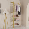 Wisfor Industrial Pipe Clothes Rack Wall Rod Hanging Rail Open Wardrobe W/ Shelf