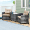 5 Pieces Patio Furniture Set Outdoor Chairs w/Space-saving Ottomans Brown