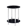 Nest of 3 Black Clear Tempered Glass Side End Lamp Sofa Tables Nested Tables