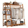 Heavy Duty Wooden Clothes Rail Rack Garment Hanging Stand Corner Open Wardrobe