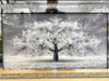 Crushed Diamond Blossom Tree Picture Silver Liquid Art 3D Wall Hung 80x50 cm