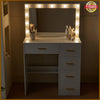White Dressing VanityTable Makeup Desk with LED Mirror 5 Drawers Bedroom Dresser