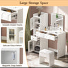 Dressing Table With Mirror And Stool, Vanity Makeup Desk With Adjustable LED Lig