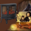 Electric Stove 3-Side Panoramic Fireplace LED Flame Effect Burner Log Stove Heat
