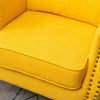 Chesterfield Wing Back Armchair Tub Button Back Yellow Fabric Upholstered Chair