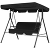 Outdoor 3 Seater Swing Chair Garden Patio Seat Adjustable Canopy Cushion Black