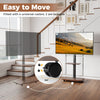 Rolling TV Stand on Wheels Mobile TV Cart for 32"-75" TVs Walnut