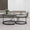 Round Coffee Table Set of 2 for Living Room White & Grey Stacking Nesting Table