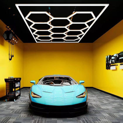 14 Hexagon LED Lighting Car Detail Garage Workshop Retail Lighting Gym Home UK
