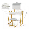 Mondeer LED Dressing Table Vanity Set with Adjustable Light& Mirror Padded Stool