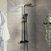Bathroom Mixer Shower Thermostatic Dual Head Square Handset Matte Black