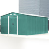 Galvanized Steel Garden Storage Shed Metal Outdoor Bike Shed 12x10ft Doors Base