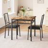 3-Piece Dining Table Set Metal Frame Square Kitchen Table with 2 Chairs