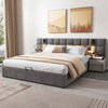 Ottoman Storage Bed 4ft6 Double Velvet Upholstered Bed Frame with Headboard Grey