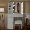 White Dressing Table with LED Lighted Mirror Stool Drawer Vanity Set Makeup Desk