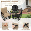 Garden Patio Rocking Chair Metal Frame Outdoor Smooth Glider w/Cushion Brown