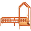 Bed and Set with Roof Wax Brown 100x200 Solid Wood Pine W3Y5