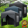 Heavy Duty Pop Up Gazebo 2x2m UV Garden Party Camping Canopy Tent with 4 Sides