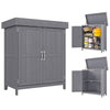 Outdoor Garden Storage Shed Tool Wooden Box w/ Hinged Roof 74x43x88cm, Grey