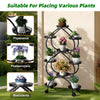 XXL Black Iron Metal Plant Stand 9-Potted Flower Holder with Wheels Display Rack