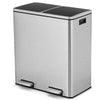Metal Step Trash Can 60L Step Trash Garbage Can W/Dual Compartments