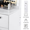 Dressing Table with Large LED Mirror Wood Makeup Desk 3 Drawers Stool White