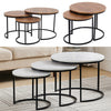 Nest of 2/3 Coffee Tables Nesting Round Table Retro/White Marble Effect Wood Set